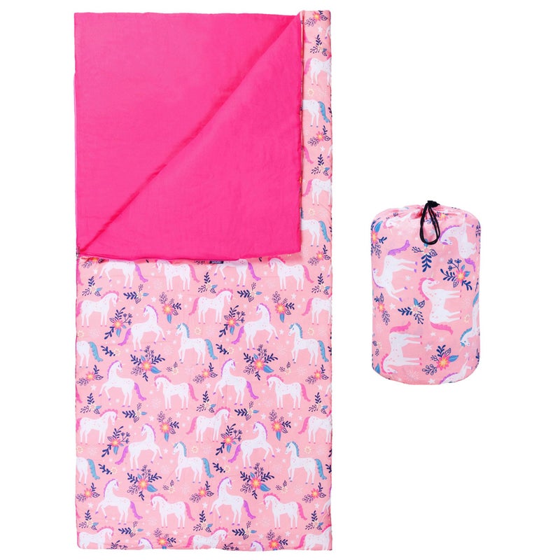 Wildkin Kids Sleeping Bag â€“ Roll-Up Design with Storage Bag for School, Travel & Camping - Magical Unicorns - Image 1
